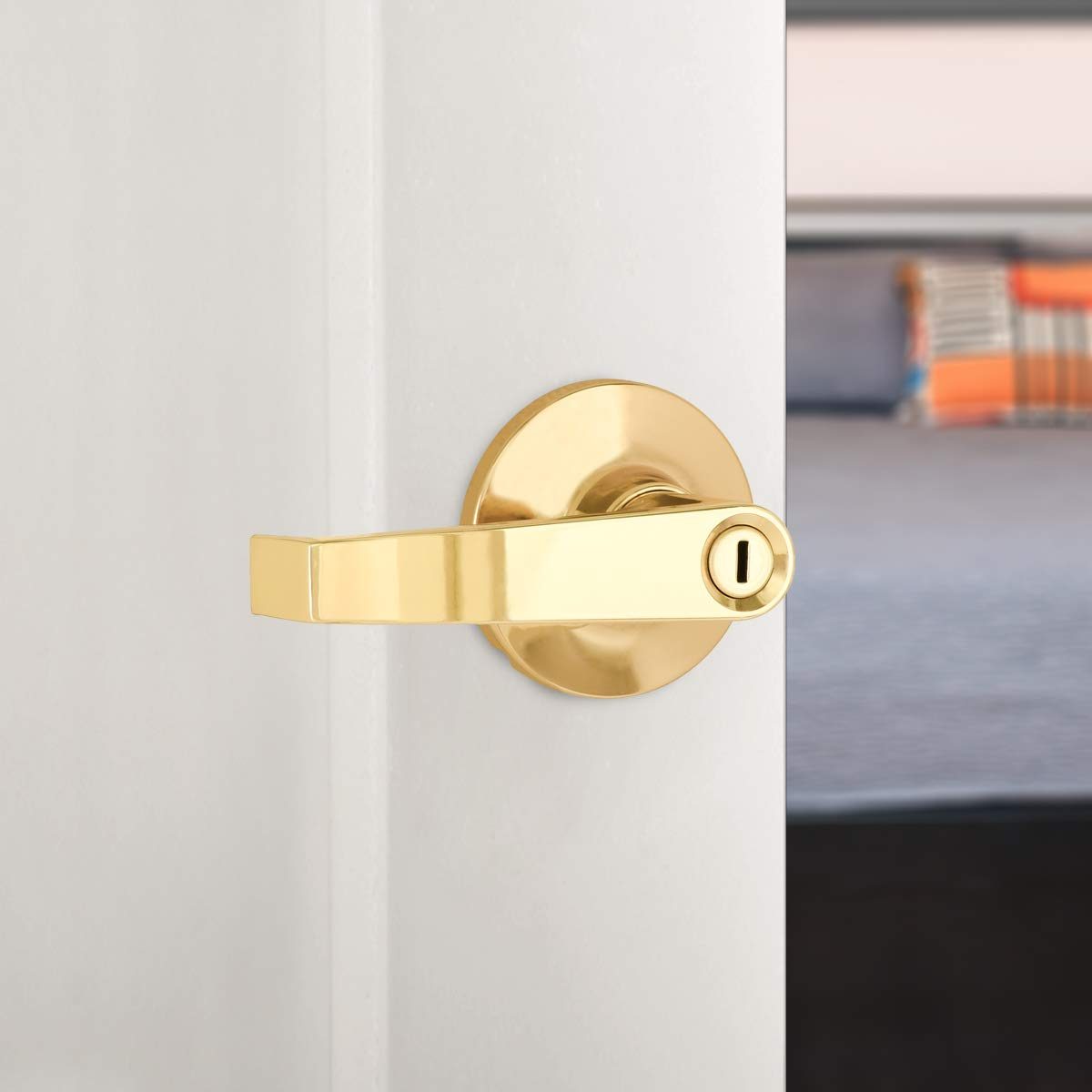 AmazonBasics Privacy Door Lever - Hook - Polished Brass