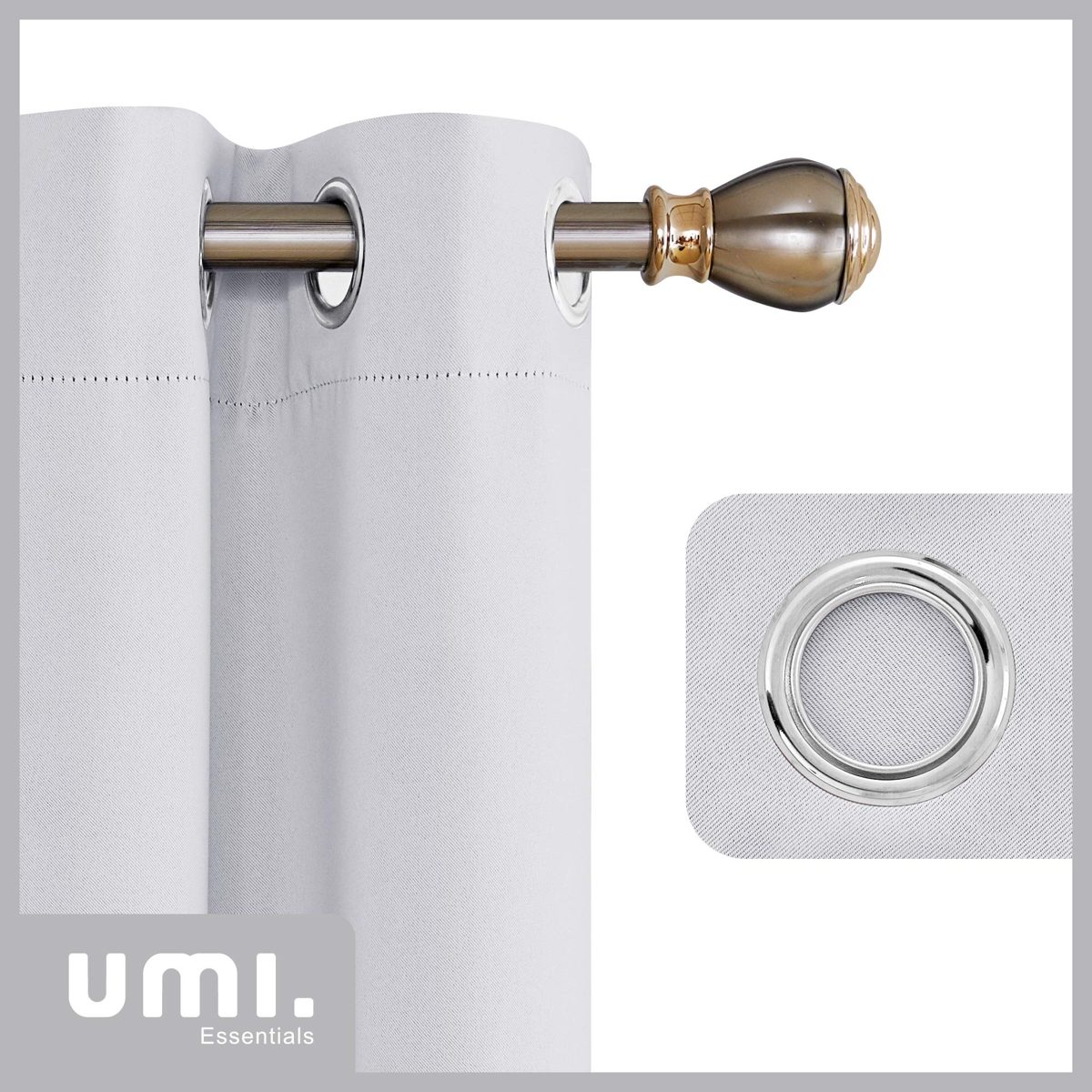 UMI by Amazon Eyelet Blackout Curtains Thermal Insulated Decorative Curtains 55 x 94 Inch Greyish White 2 Panels