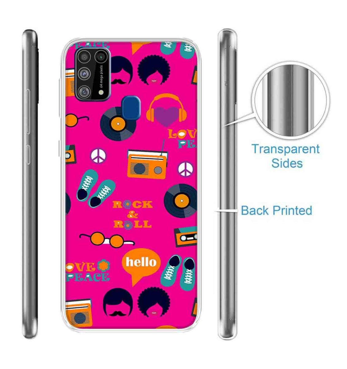 Amazon Brand - Solimo Designer Multicolor Pink Pattern Design Printed Soft Back Case Mobile Cover for Samsung Galaxy M31