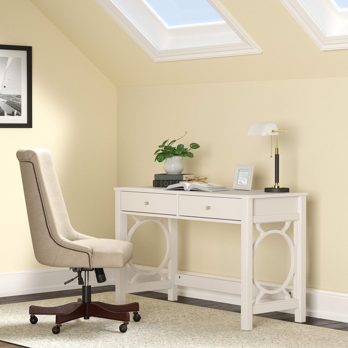 Amazon Brand – Ravenna Home Springdale Modern Desk, 47"W, White