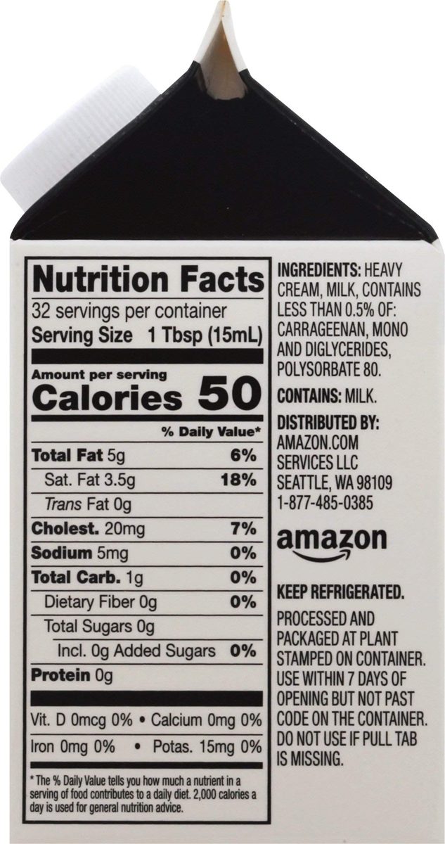 Amazon Brand - Happy Belly Heavy Whipping Cream, Ultra-Pasteurized, Kosher, Pint, 16 Fl Oz