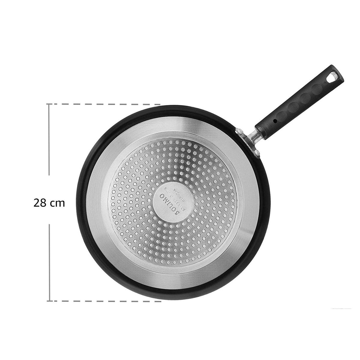 Amazon Brand - Solimo Non-Stick Flat Tawa, 28cm (Induction and Gas Compatible), Black