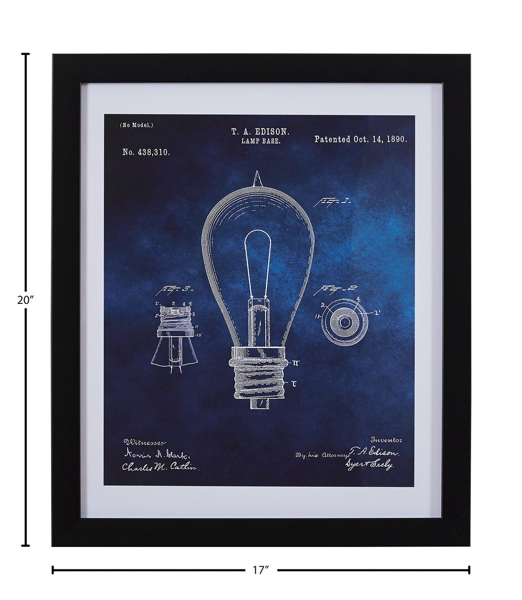 Amazon Brand – Rivet Black and White Print of 1892 Bulb in Black Frame, 15" x 18"