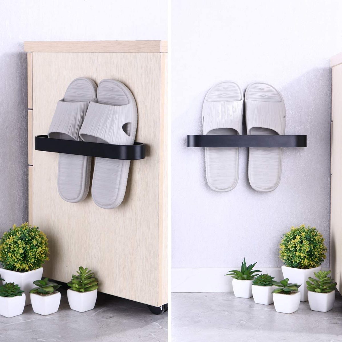 UMI. Small Shoes Rack 11 Inches Door Shoe Organizer Hanging Shoe Shelves Aluminum RUSTPROOF Wall Mount No Drill Black, SSR400S30DG-BK