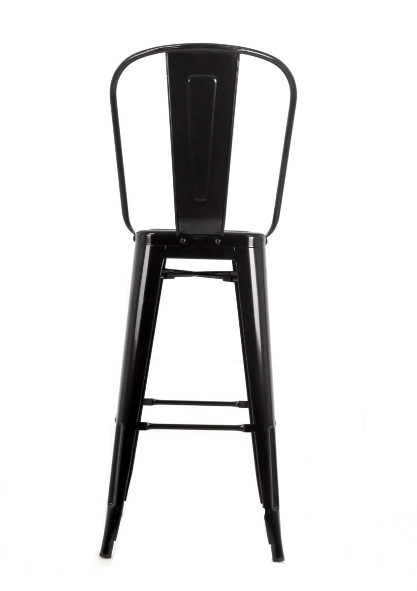 Amazon Brand – Ravenna Home High Back Bistro Metal Bar Stool, 40.25 Inch Height, Black, Set of 4
