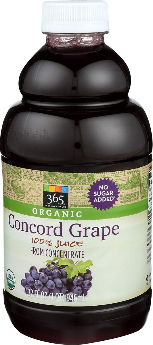 365 Everyday Value, Organic 100% Juice from Concentrate, Concord Grape, 32 fl oz