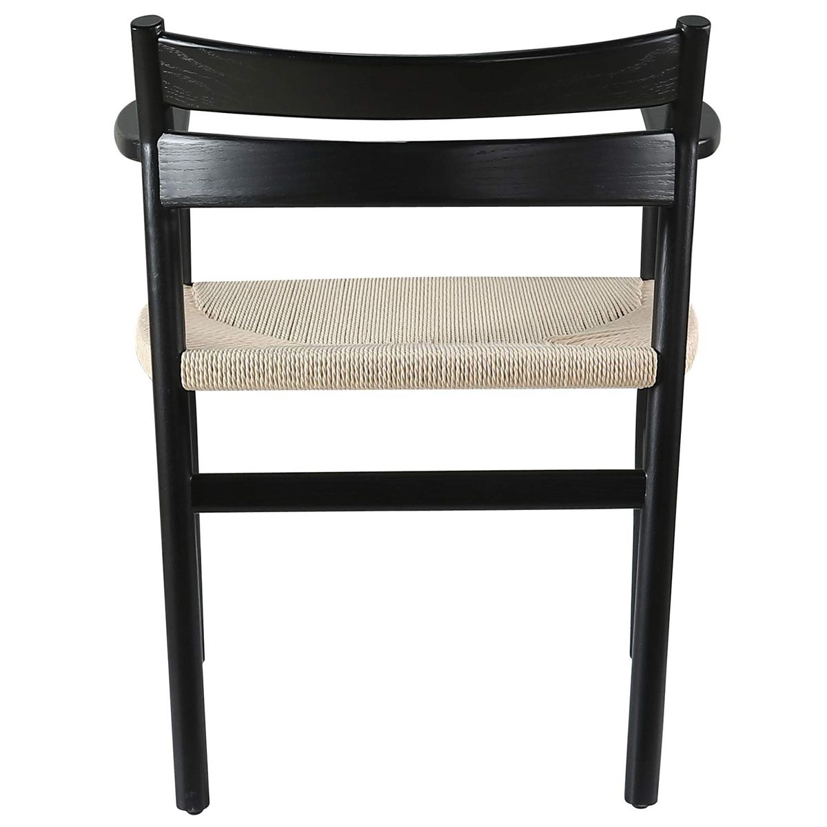 Amazon Brand – Stone & Beam Wood and Rattan Dining Chair with Arms, 24.8"W, Black