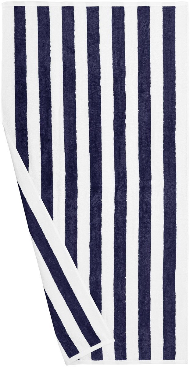 AmazonBasics Cabana Stripe Beach Towel - Pack of 2, Navy Blue