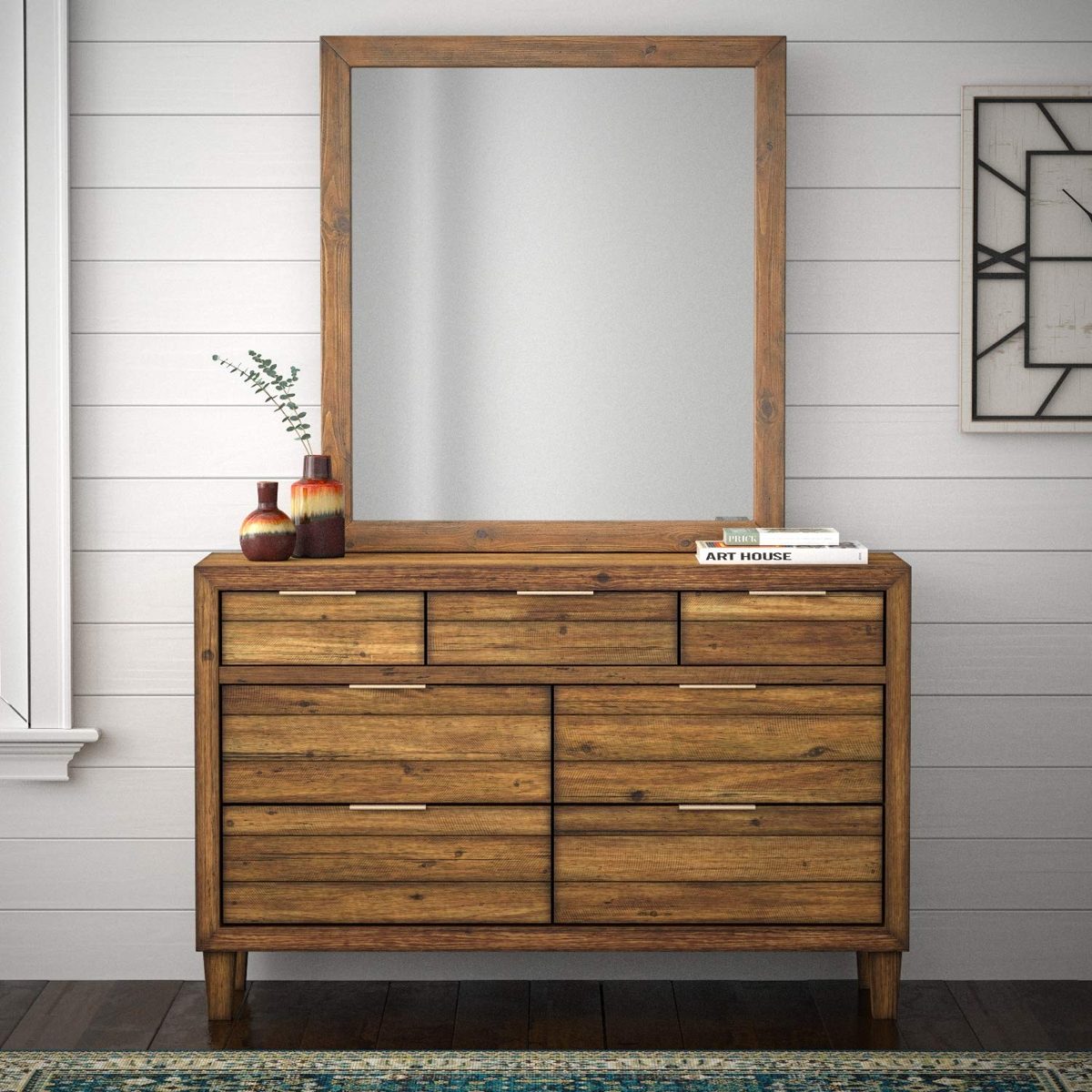 Amazon Brand – Stone & Beam Bateman Casual Mirror Wood Frame, 41"H, Brown