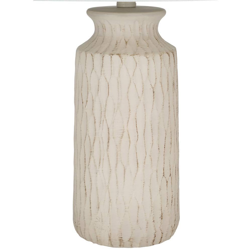 Amazon Brand – Stone & Beam Contemporary Textured 2-Tone Resin Table Lamp, LED Bulb Included, 24.5"H, Beige