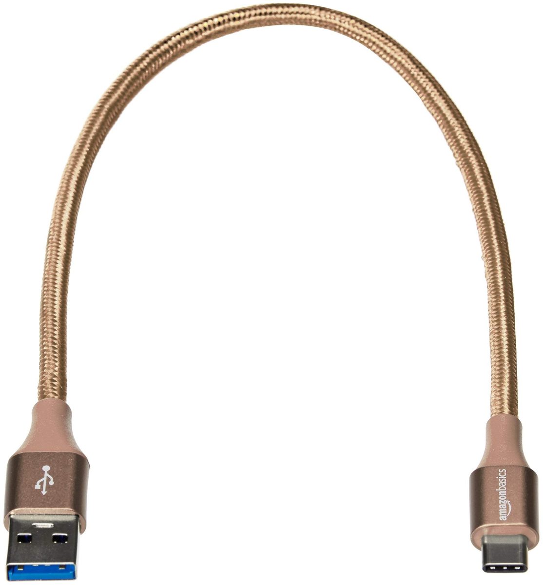 AmazonBasics Double Braided Nylon USB Type-C to Type-A 3.1 Gen 1 Charger Cable | 10 feet, Gold (Renewed)