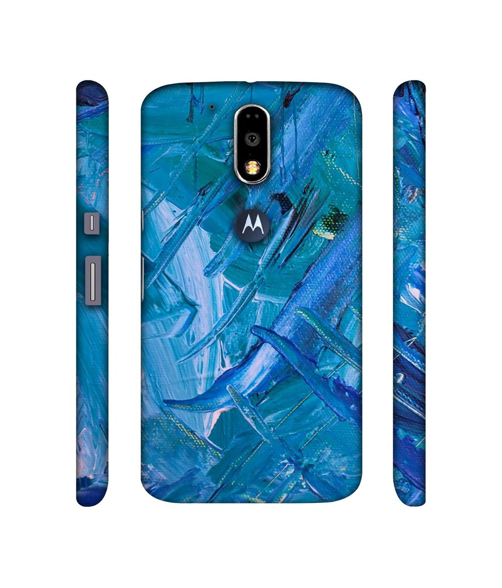 Amazon Brand - Solimo Designer Blue Paint 3D Printed Hard Back Case Mobile Cover for Motorola Moto G4 Plus (with Logo Cut)