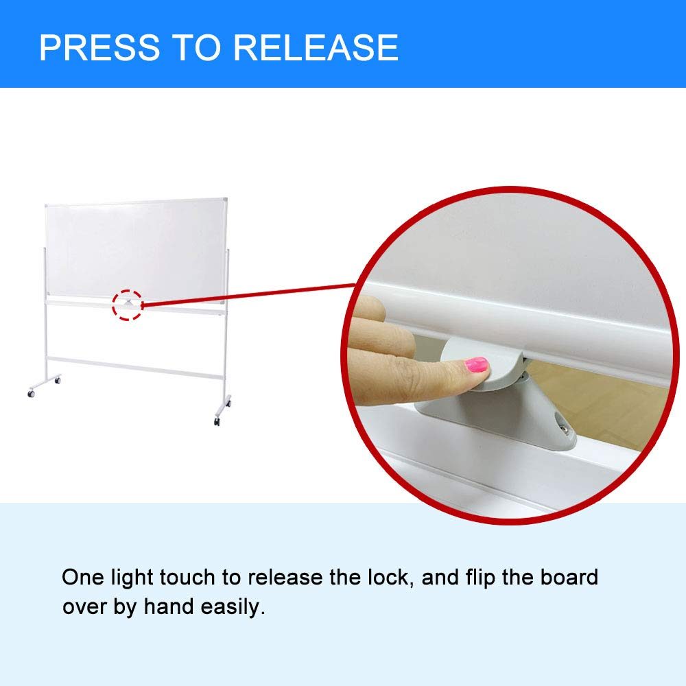 EONO Whiteboard with Rolling Stand, Large 90 x 120cm Mobile Dry Erase Board with Wheels