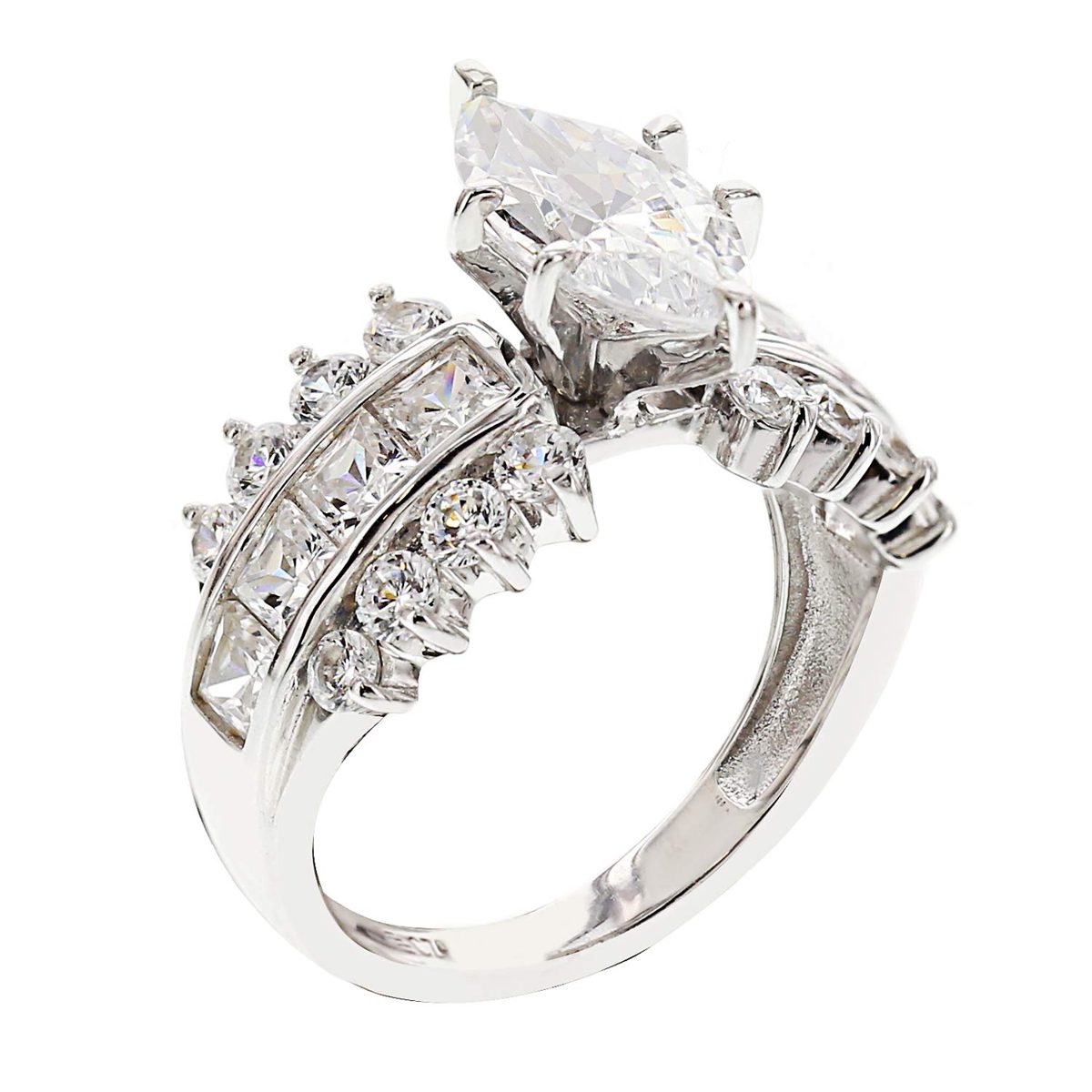 [Find] Amazon Collection Rhodium Plated Sterling Silver Crimson ama-kisukyu-bikkuzirukoniakurasuta-ringu, Size 14