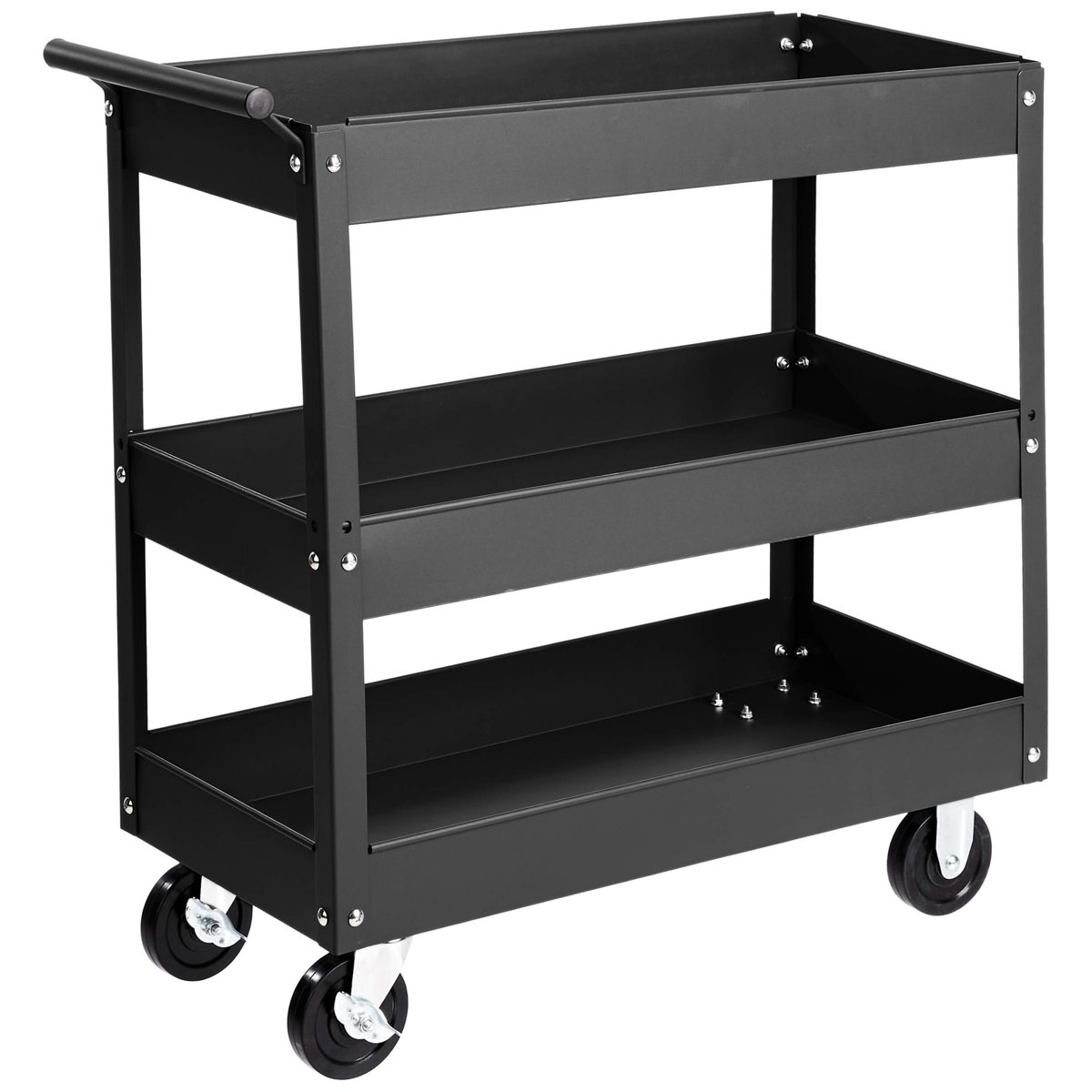 AmazonBasics Steel 3-Shelf Multipurpose Tub Utility/Supply Cart with 550-Pound capacity - Black