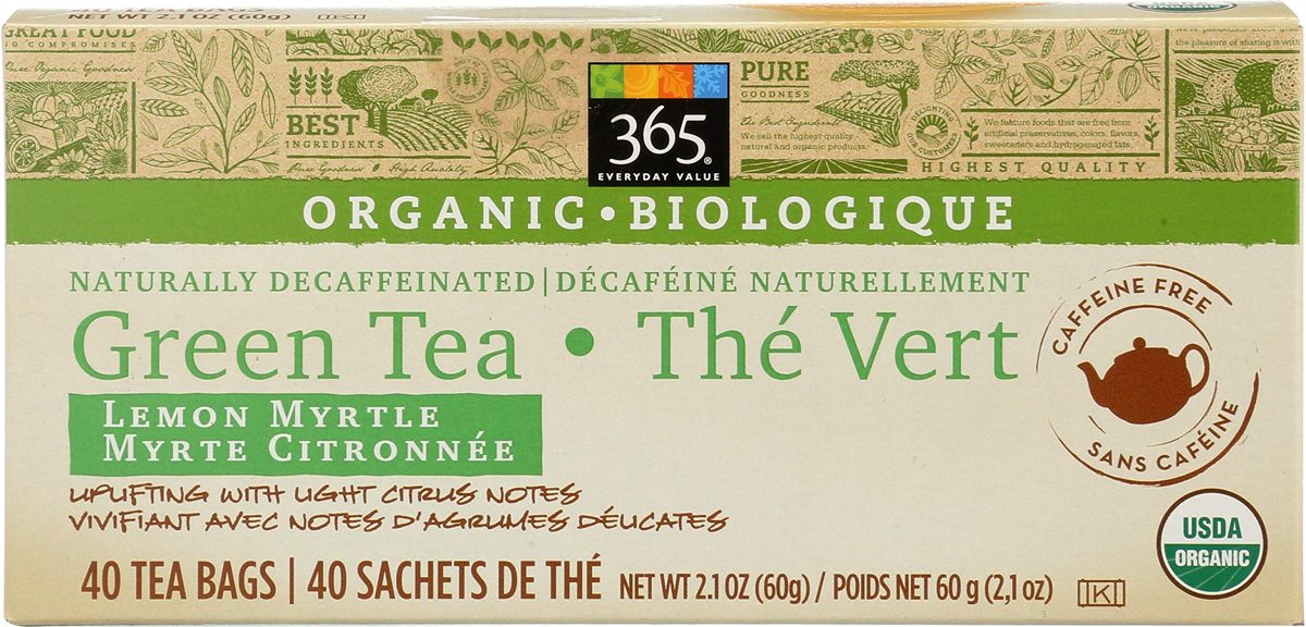 365 Everyday Value, Organic Decaffeinated Green Tea with Lemon Myrtle, 40 Tea Bags