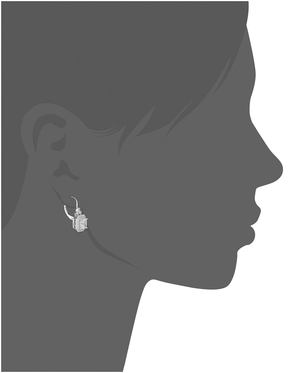 Platinum Plated Sterling Silver Antique Drop Earrings set with Asscher Cut Swarovski Zirconia