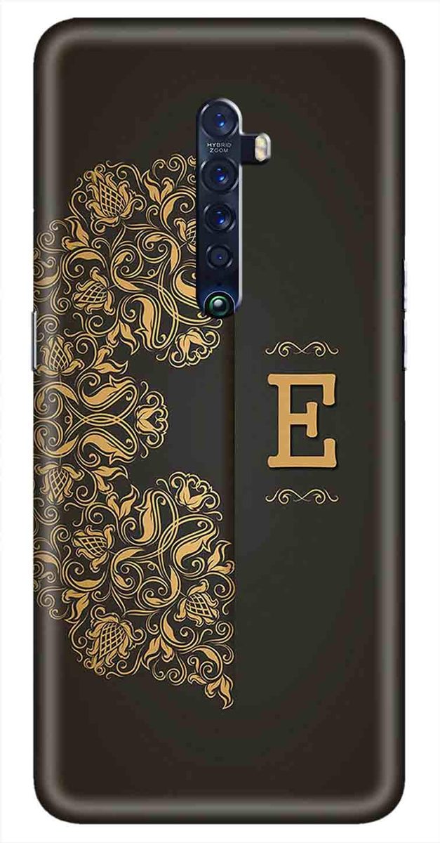 Amazon Brand - Solimo Designer Black Pattern Alphabet-E 3D Printed Hard Back Case Mobile Cover for Oppo Reno 2