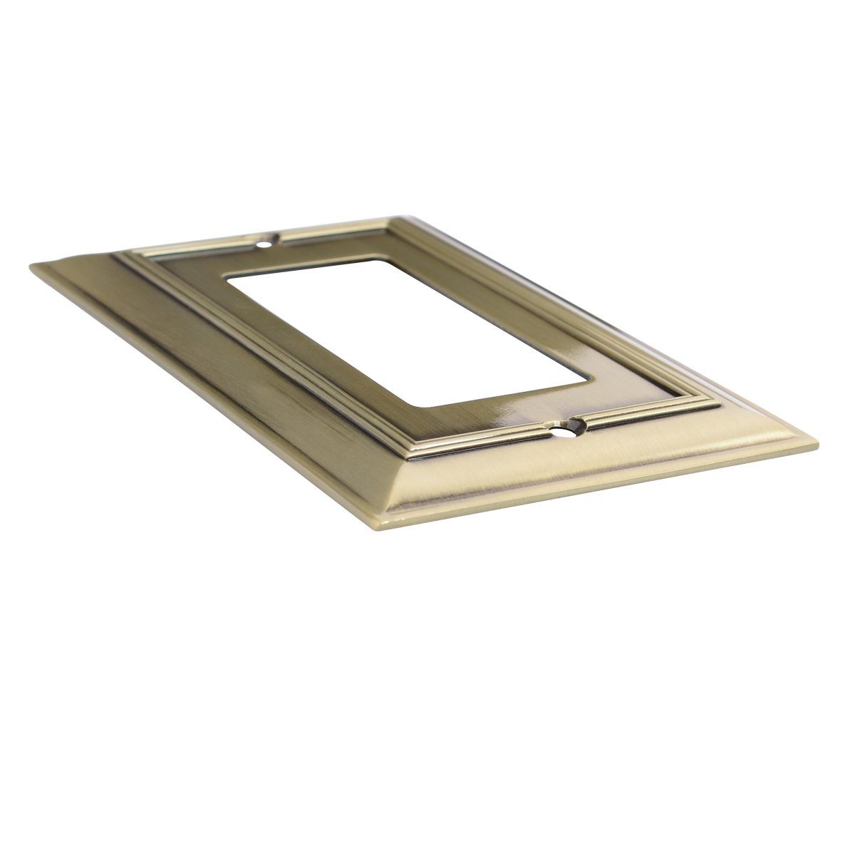 AmazonBasics Single Gang Light Switch Outlet Wall Plate, Antique Brass, 3-Pack