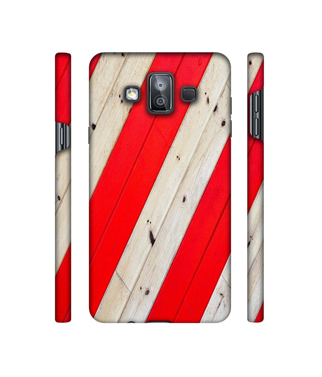 Amazon Brand - Solimo Designer Red and Cream Color Wood 3D Printed Hard Back Case Mobile Cover for Samsung Galaxy J7 Duo