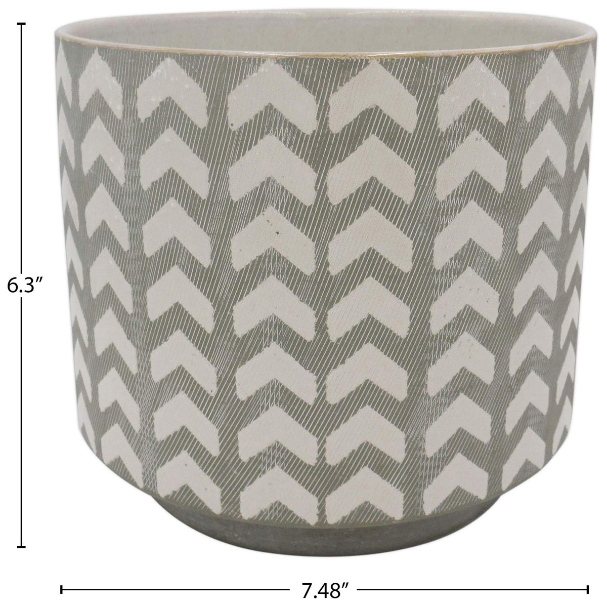 Amazon Brand – Rivet Rustic Chevron-Patterned Stoneware Planter, 6.3"H, White and Gray