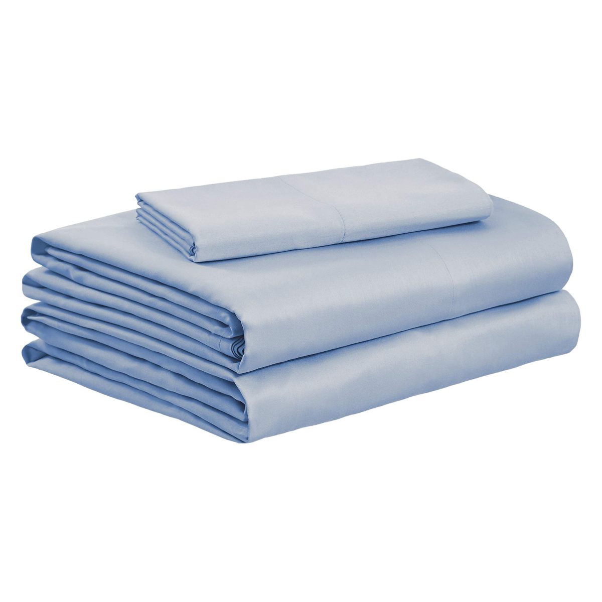 AmazonBasics Organic Sateen Cotton Sheet Set, Steely Blue