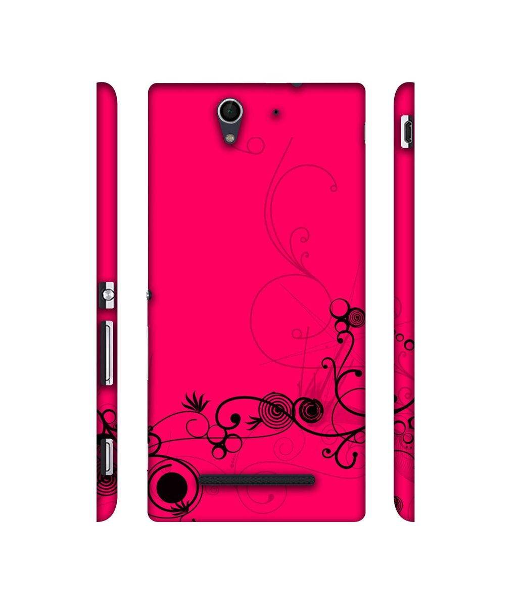 Amazon Brand - Solimo Designer Black Pattern on Pink 3D Printed Hard Back Case Mobile Cover for Sony Xperia C3 Dual