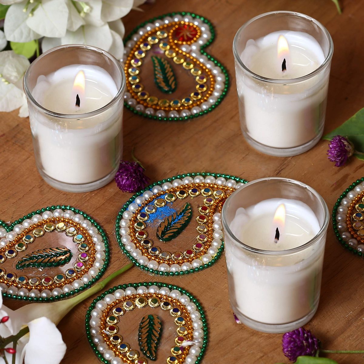 Amazon Brand - Solimo Votive Glass Candles, Pack of 6 (Unscented)
