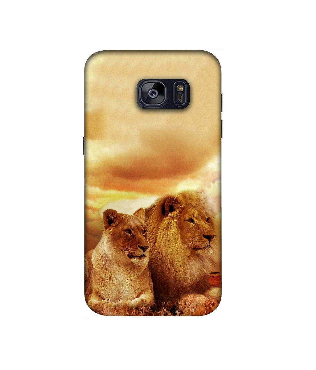 Amazon Brand - Solimo Designer Lion with Lioness 3D Printed Hard Back Case Mobile Cover for Samsung Galaxy S7 Edge