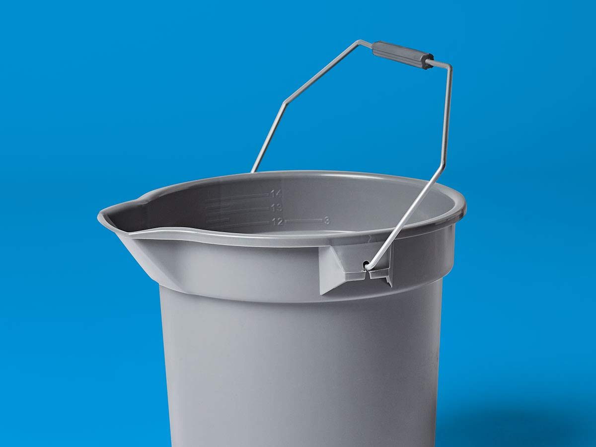 AmazonCommercial 14 Quart Plastic Cleaning Bucket, Grey - 6-pack