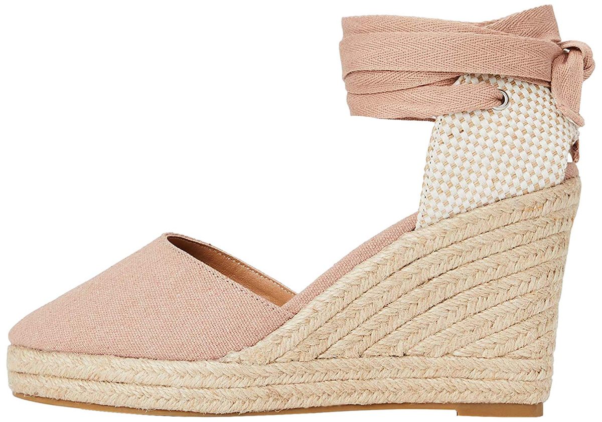 find. Women's Wedge Close Toe Canvas Espadrille Sandal, Pink, 6 us