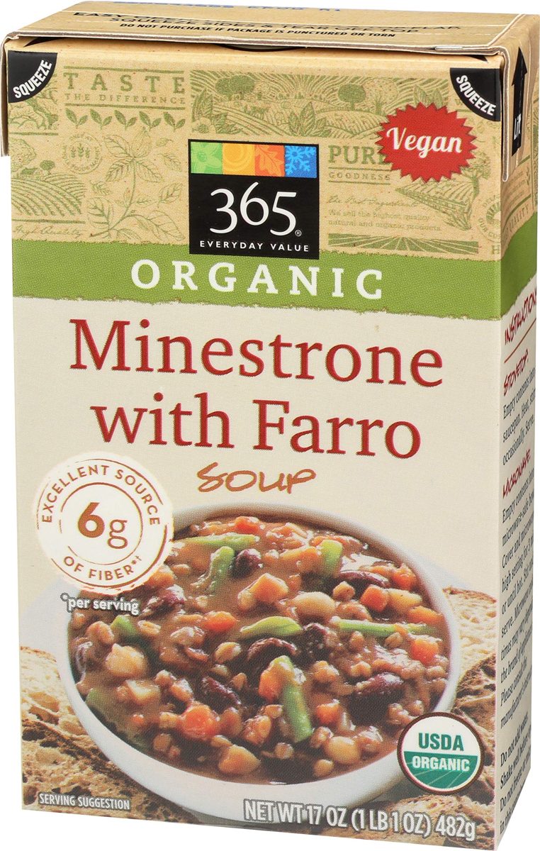 365 Everyday Value, Organic Minestrone with Farro Soup, 17 oz