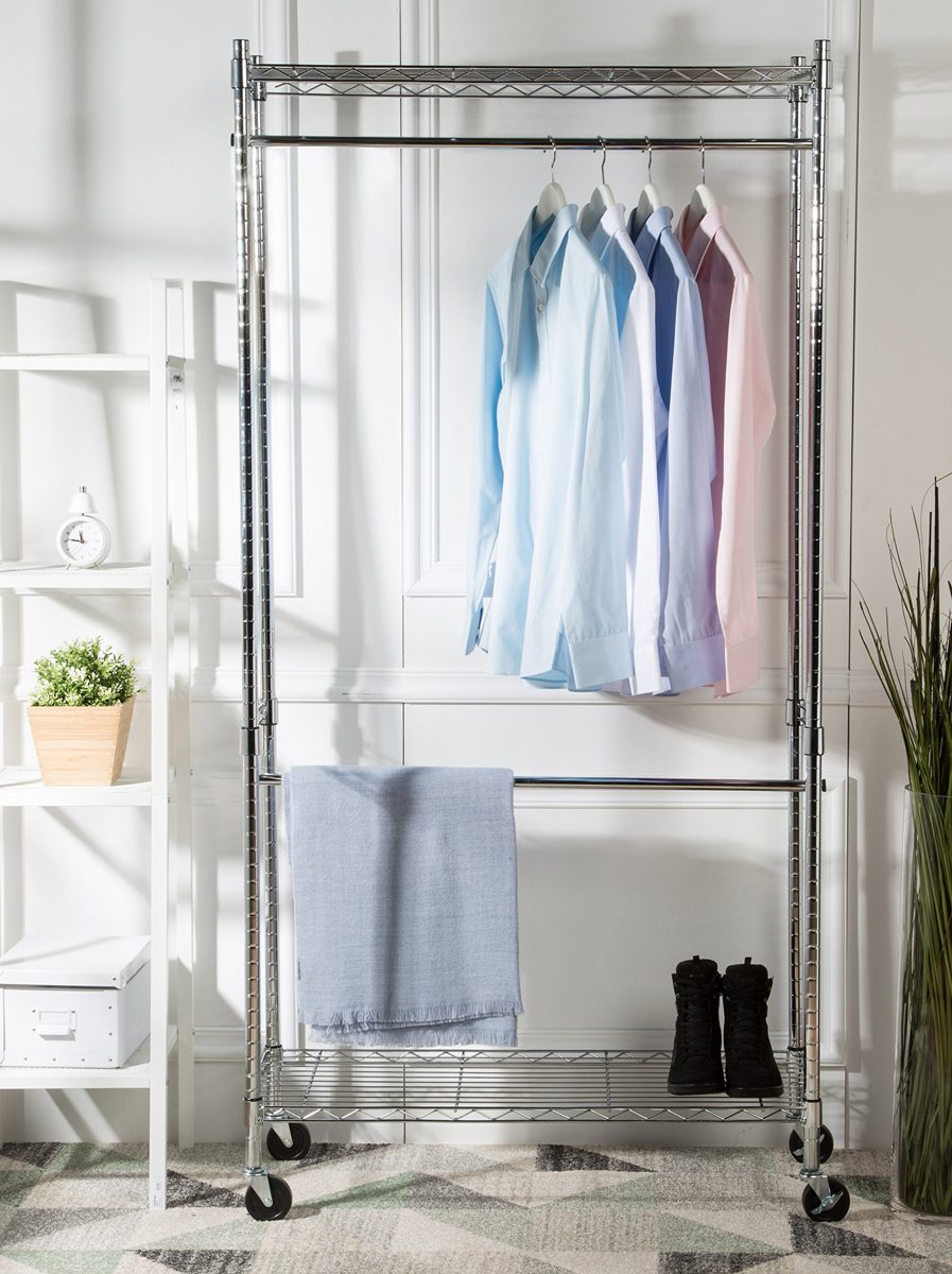 AmazonBasics Double Rod Garment Rack with Wheels