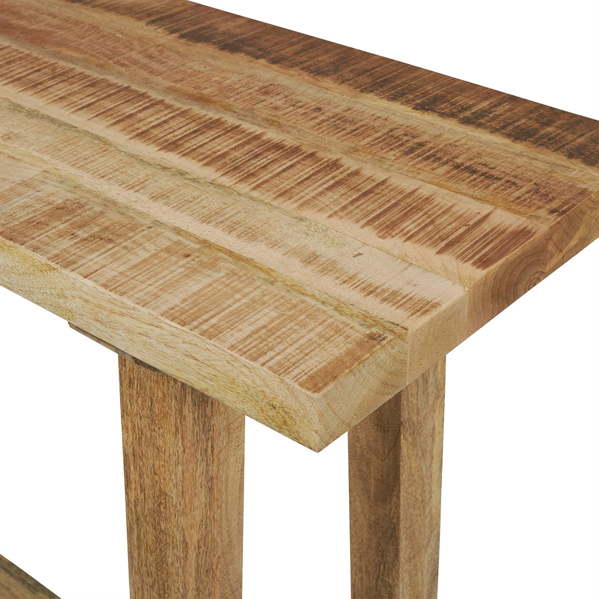 Amazon Brand – Stone & Beam Industrial Table with Trestle-Style Base, 60.04"W, Solid Honey-Finished Mango Wood