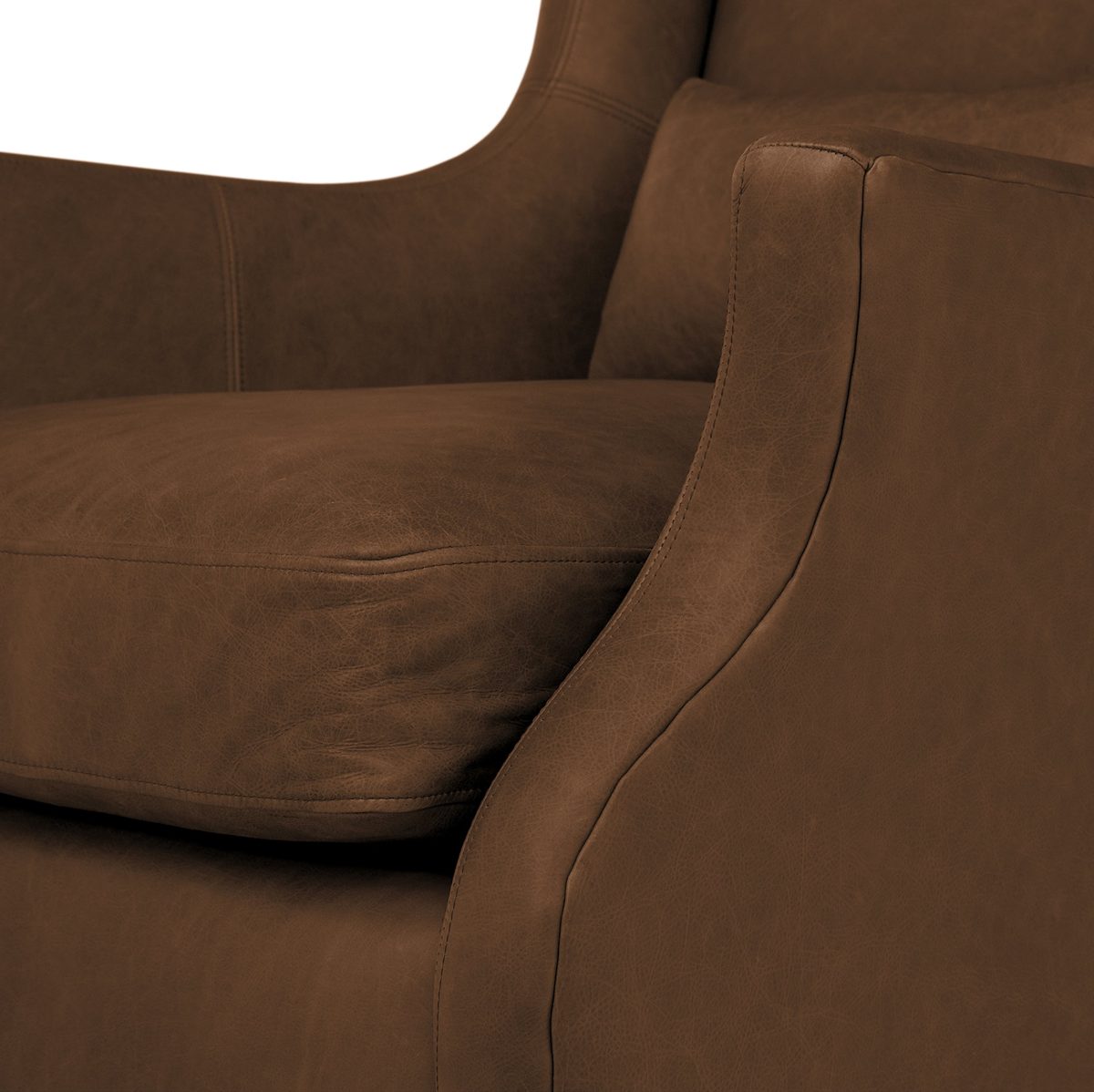 Amazon Brand – Stone & Beam Modern Leather Wingback Chair, 32.75"W, Havana Brown