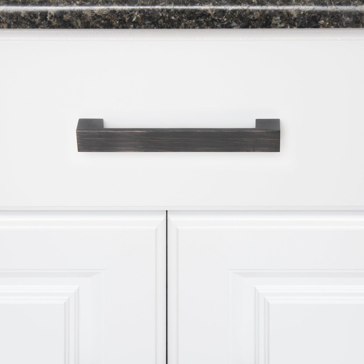 AmazonBasics Short Modern Cabinet Handle, 7.68" Length (6.3" Hole Center), Oil Rubbed Bronze, 10-Pack