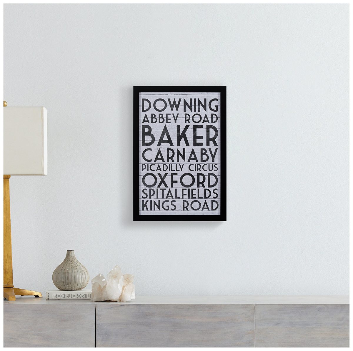 Amazon Brand – Stone & Beam Modern Black & White London Street London Street Names Print, Black Frame, 12" x 17"
