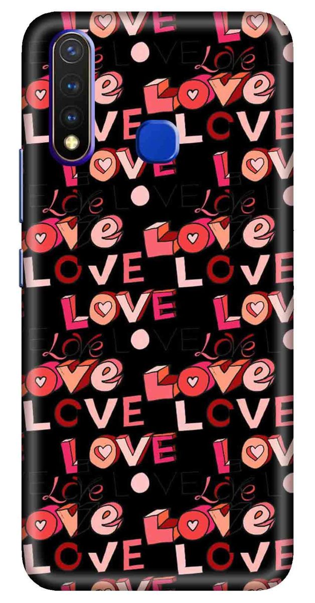 Amazon Brand - Solimo Designer Poster Love Black Pattern Design 3D Printed Hard Back Case Mobile Cover for Vivo Y19 / Vivo U20