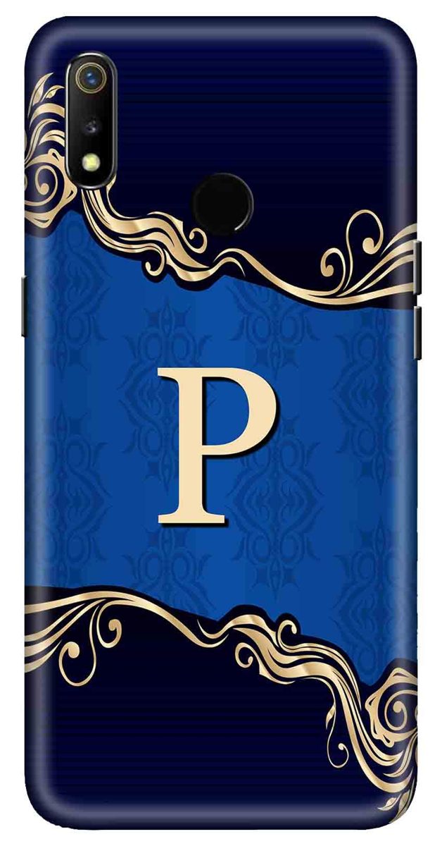 Amazon Brand - Solimo Designer Blue Pattern Alphabet-P 3D Printed Hard Back Case Mobile Cover for Realme 3 / Realme 3i