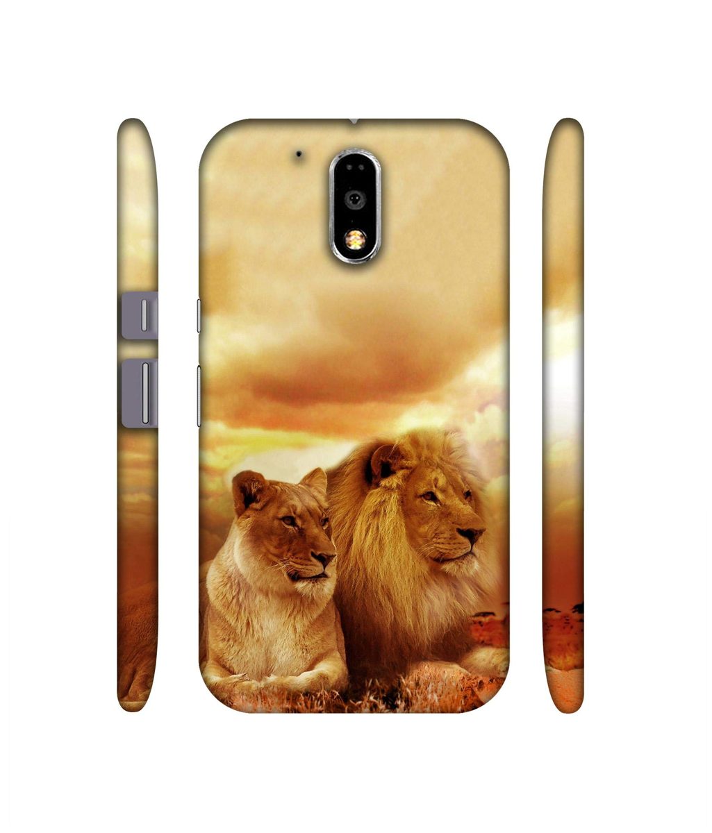 Amazon Brand - Solimo Designer Lion with Lioness 3D Printed Hard Back Case Mobile Cover for Motorola Moto G4 Plus