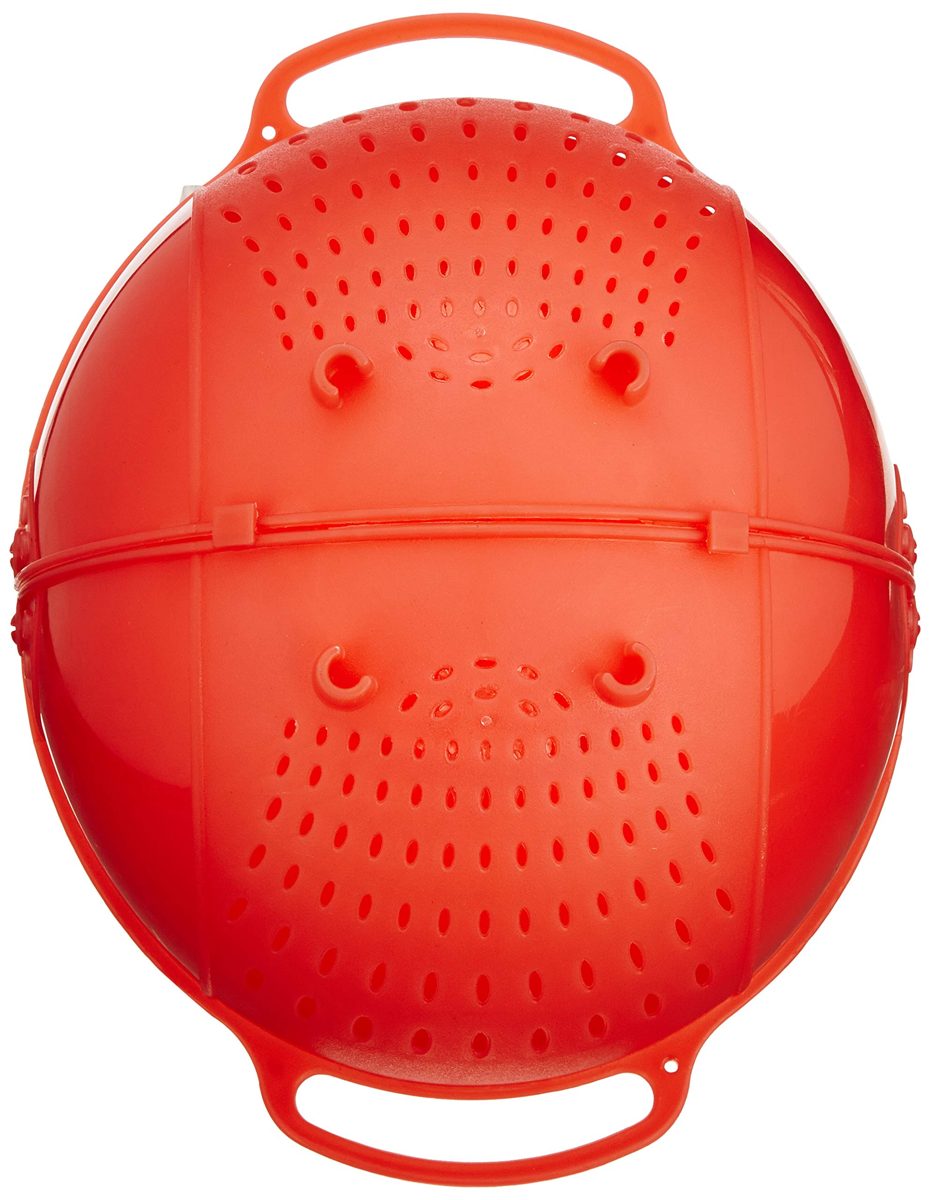 Amazon Brand - Solimo Plastic Drainer/Colander with lid (Red)