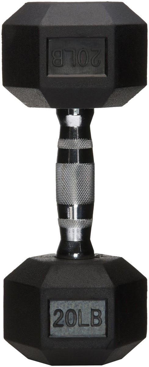 AmazonBasics Rubber Encased Hex Dumbbell Weight - 12 x 4.9 x 4.4 Inches, 20 Pounds, Pack of 1