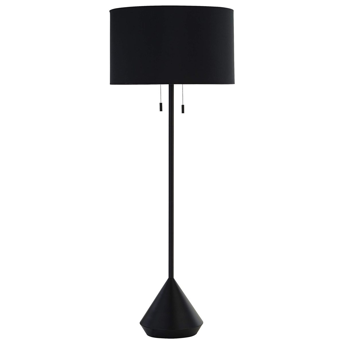 Amazon Brand – Rivet Modern Pull Chain Switch for Each Socket Floor Lamp with Bulb, 60"H, Matte Black - 67204
