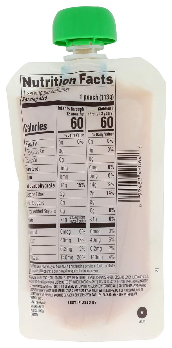 365 by Whole Foods Market, Organic Baby Food, Pear Strawberry Rhubarb, 4 Ounce