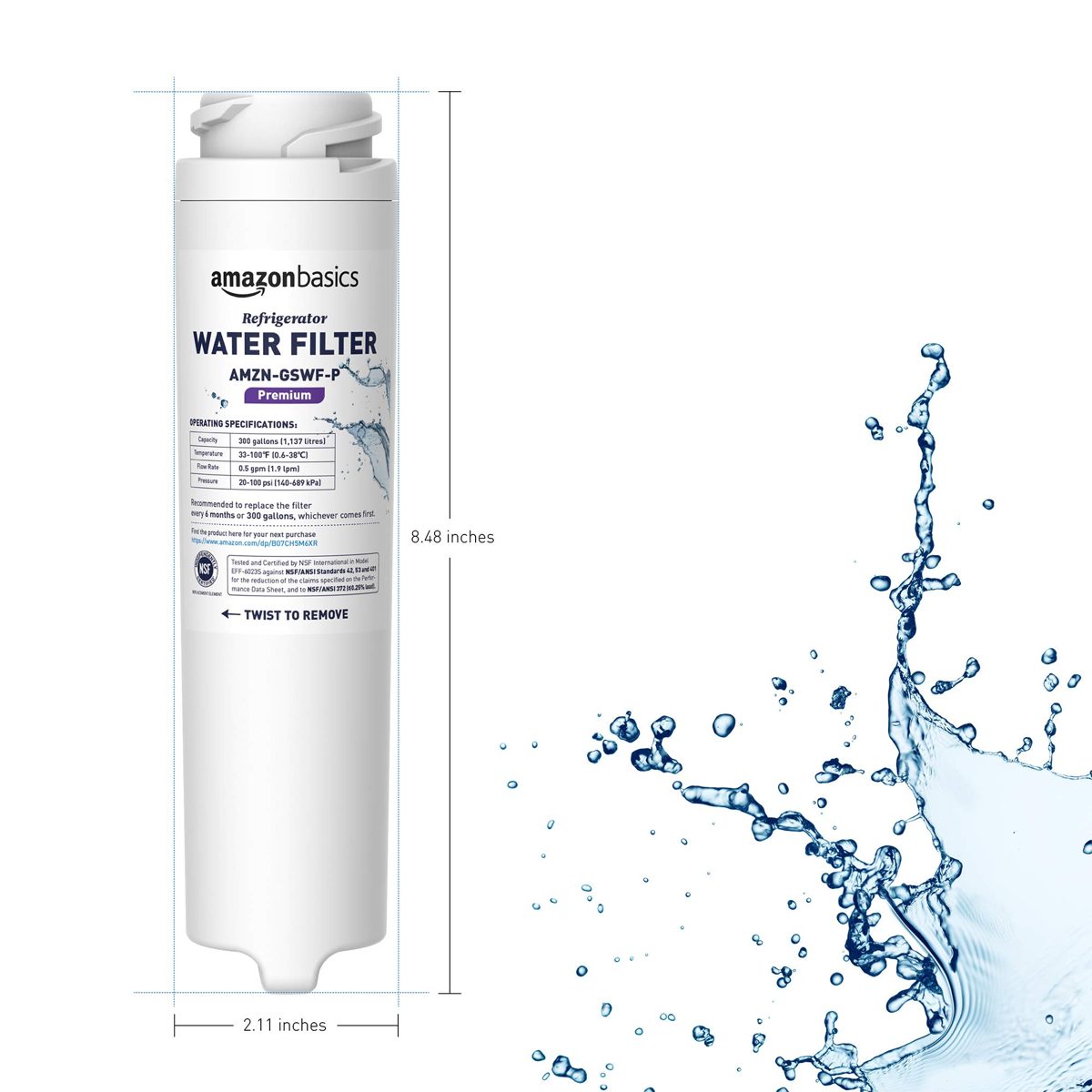 AmazonBasics Replacement GE GSWF Refrigerator Water Filter Cartridge - Premium Filtration