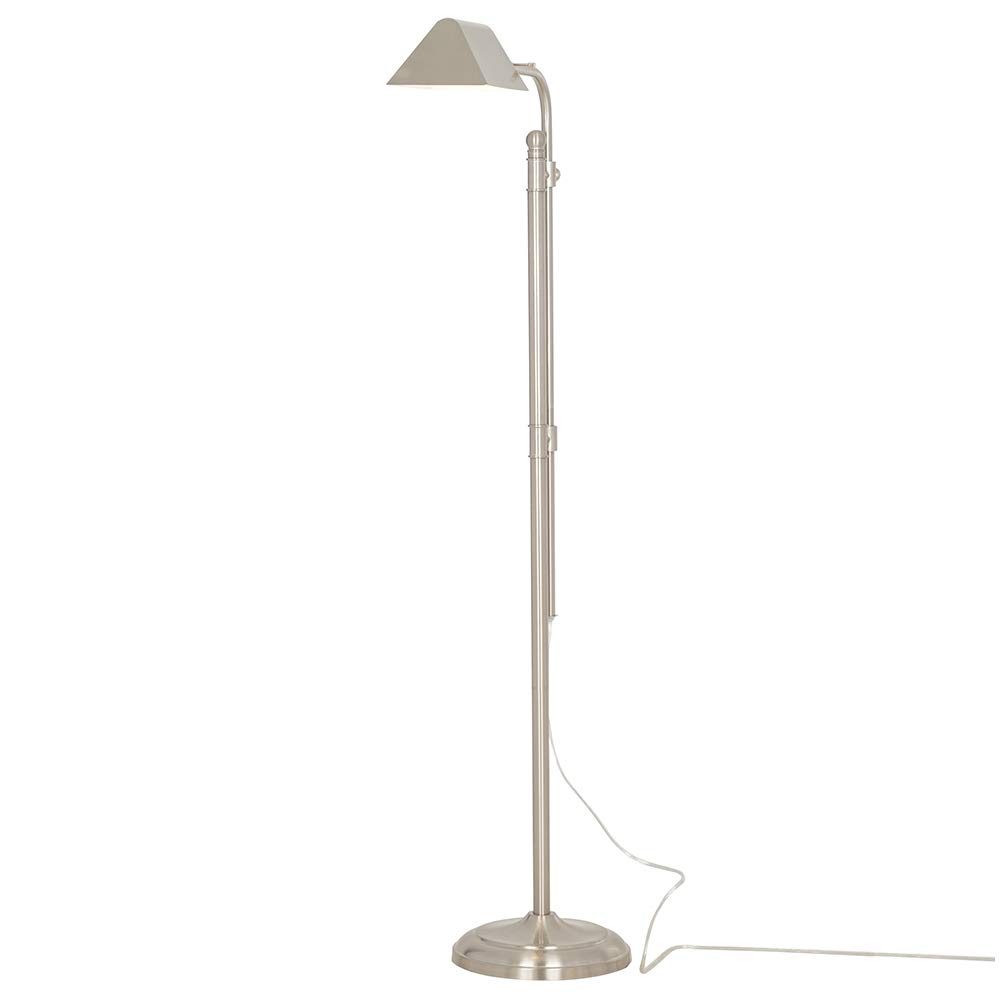 Amazon Brand – Ravenna Home Metal Adjustable Living Room Standing Pharmacy Floor Lamp With LED Light Bulb - 49.75 - 62 Inches, Brushed Nickel
