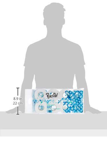 Amazon Brand - Presto! 3 Ply Bathroom Tissue Toilet Paper Roll - 8 Rolls (300 Sheets Per Roll)