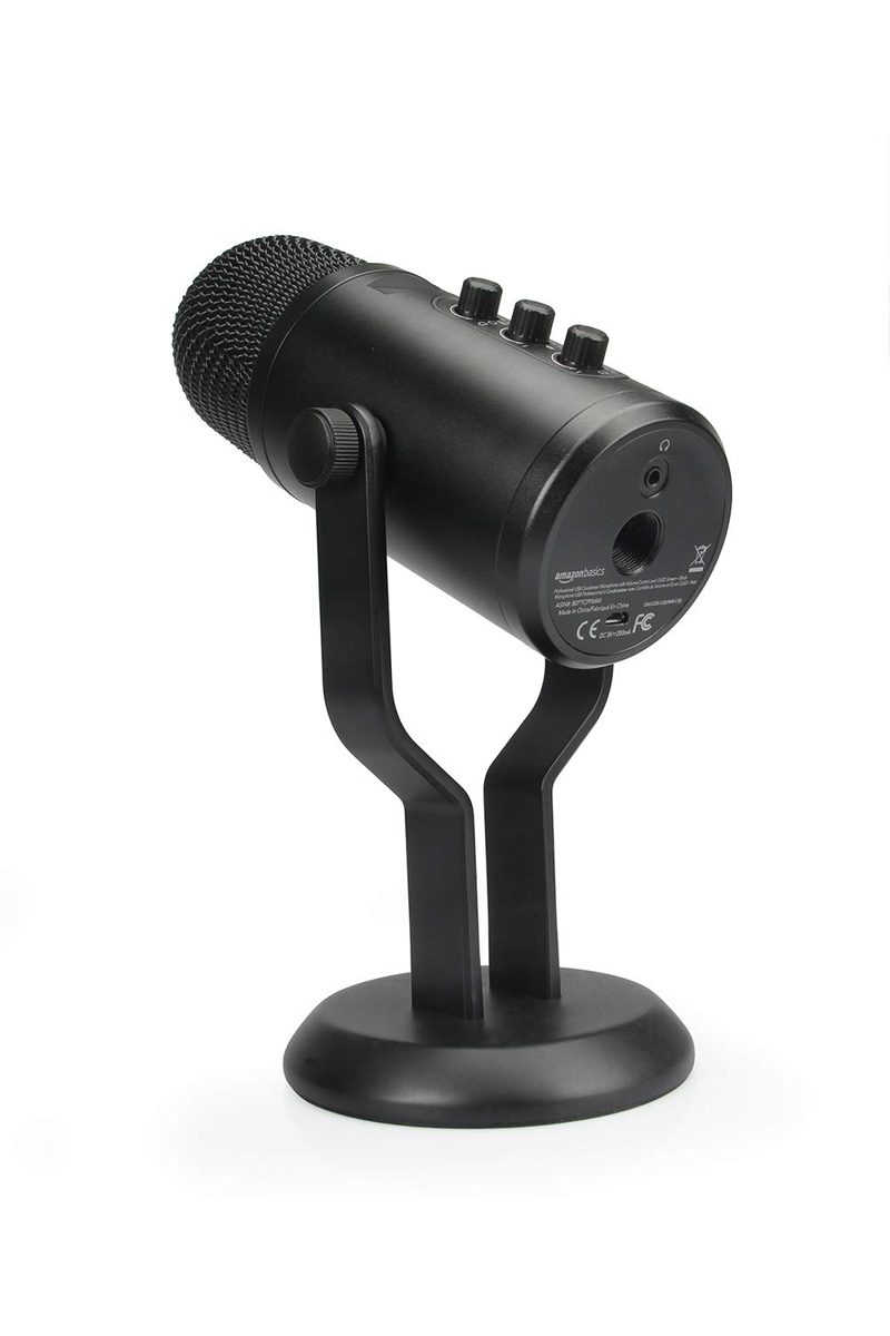 AmazonBasics Professional USB Condenser Microphone with Volume Control and OLED Screen - Black