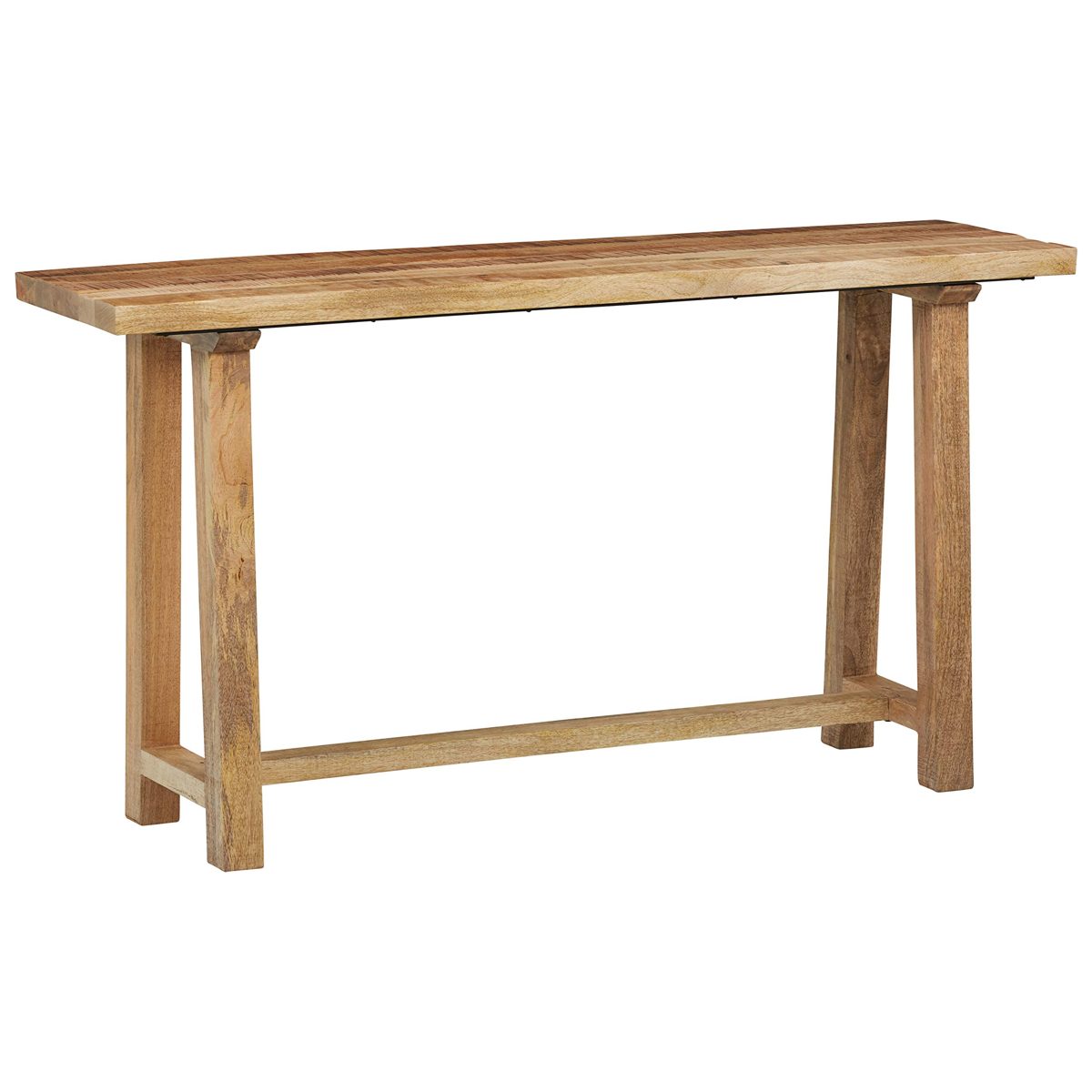 Amazon Brand – Stone & Beam Industrial Table with Trestle-Style Base, 60.04"W, Solid Honey-Finished Mango Wood