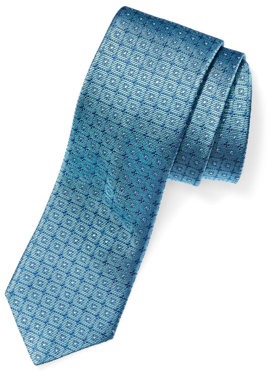Buttoned Down Classic Silk 3" Necktie Teal Windowpane, Regular